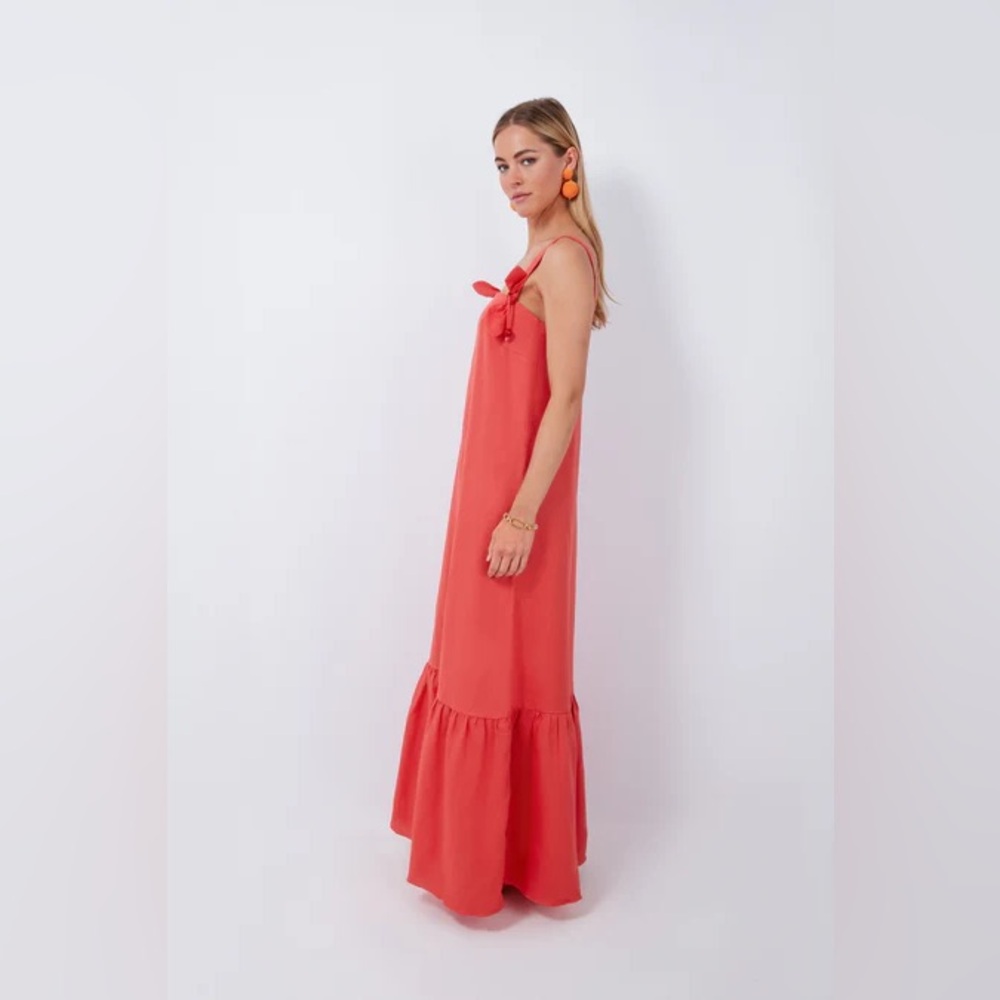 Adriana Degreas Cherry Bomb Red Solid Long Dress with Straps Size L - Picture 4 of 16